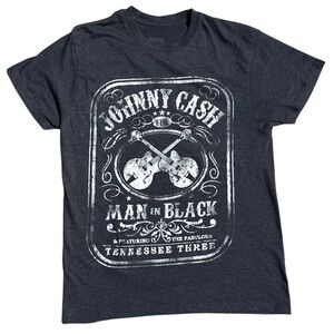 Johnny Cash Heather Charcoal Gray The Man in Black Graphic T-Shirt Size Medium
